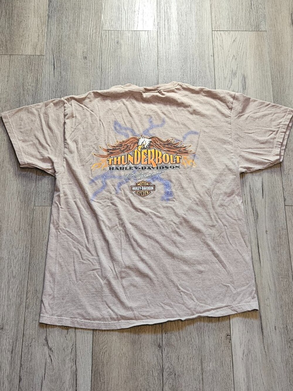 Vintage 2008 Harley-Davidson Butte Montana Thunderbolt Graphic Tee XL USA Graphi